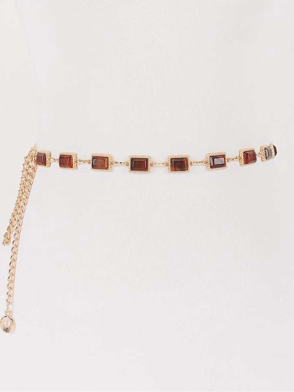 Vintage Acrylic Metal Chain Belt - Gold & Brown